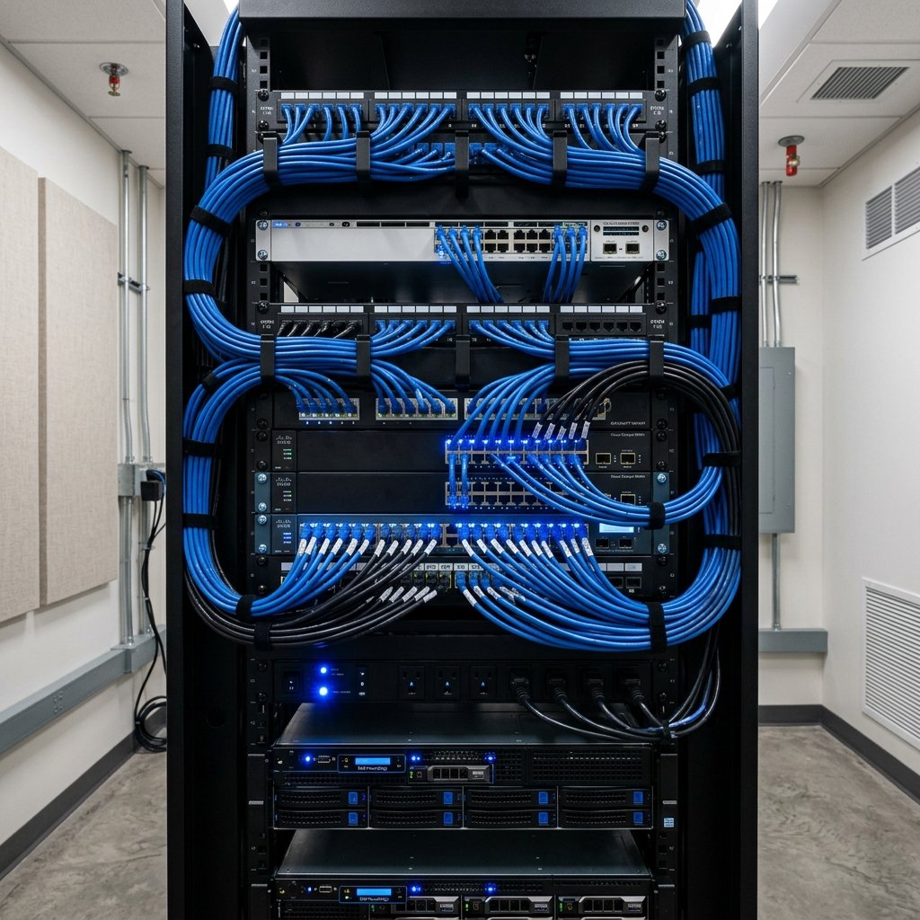 Structured IT network rack cabling