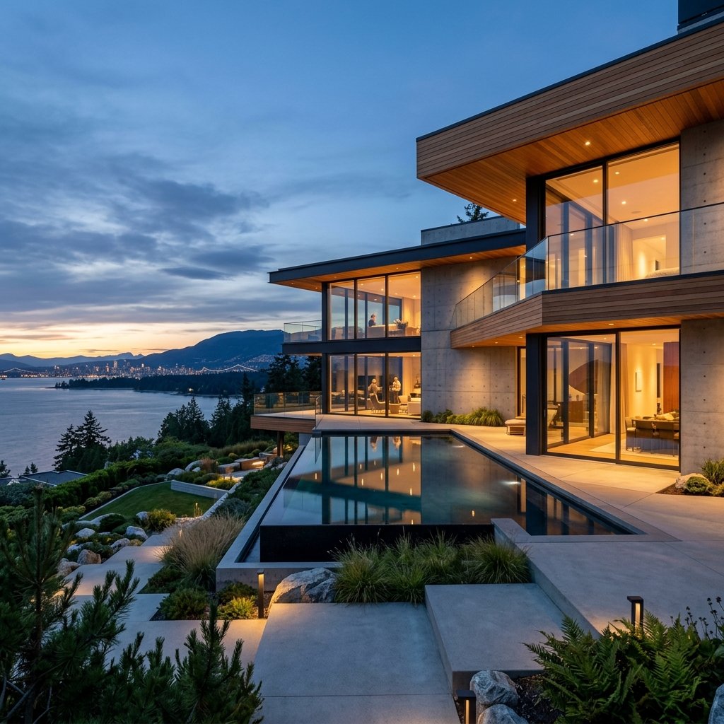 Modern smart mansion with full AV and lighting control by TekGuard Solutions